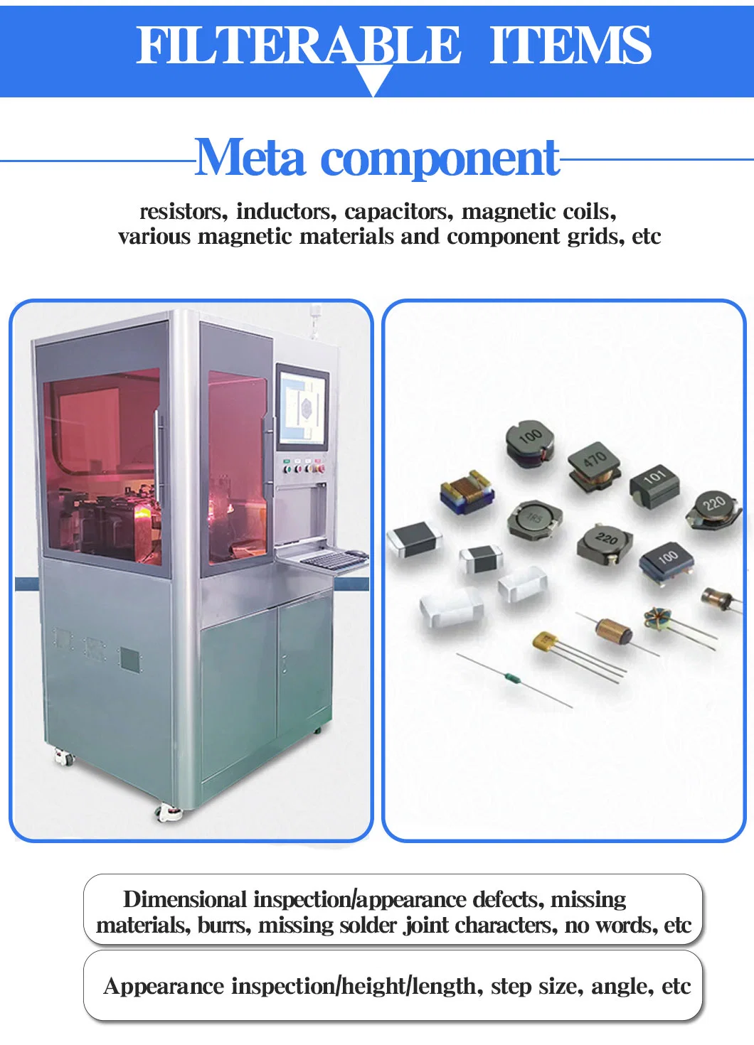 RoHS Compliant Auto Part Motorcycle Parts Visual Inspection System