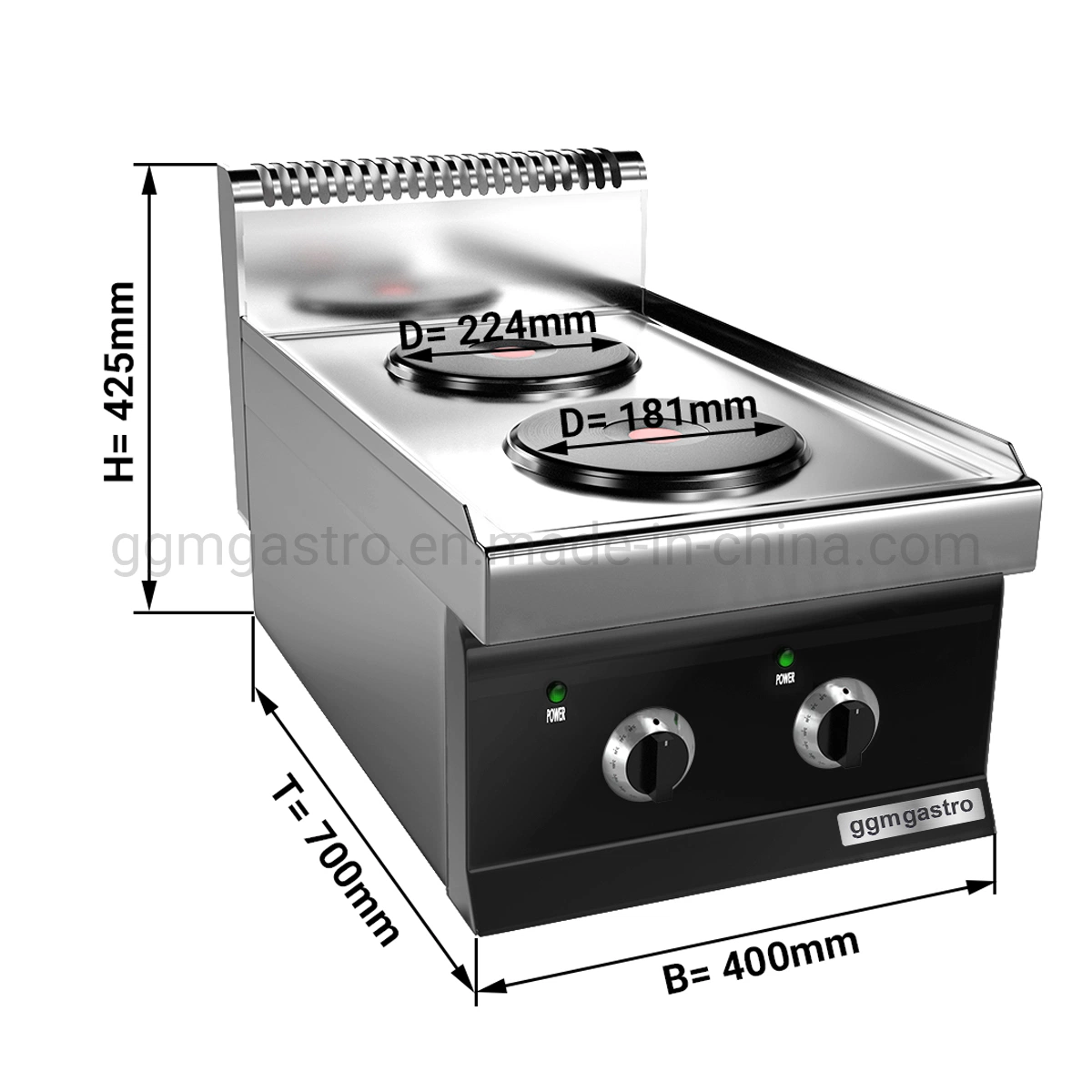 Aço inoxidável comercial de equipamentos de cozinha fogão elétrico com 2 placas redondas