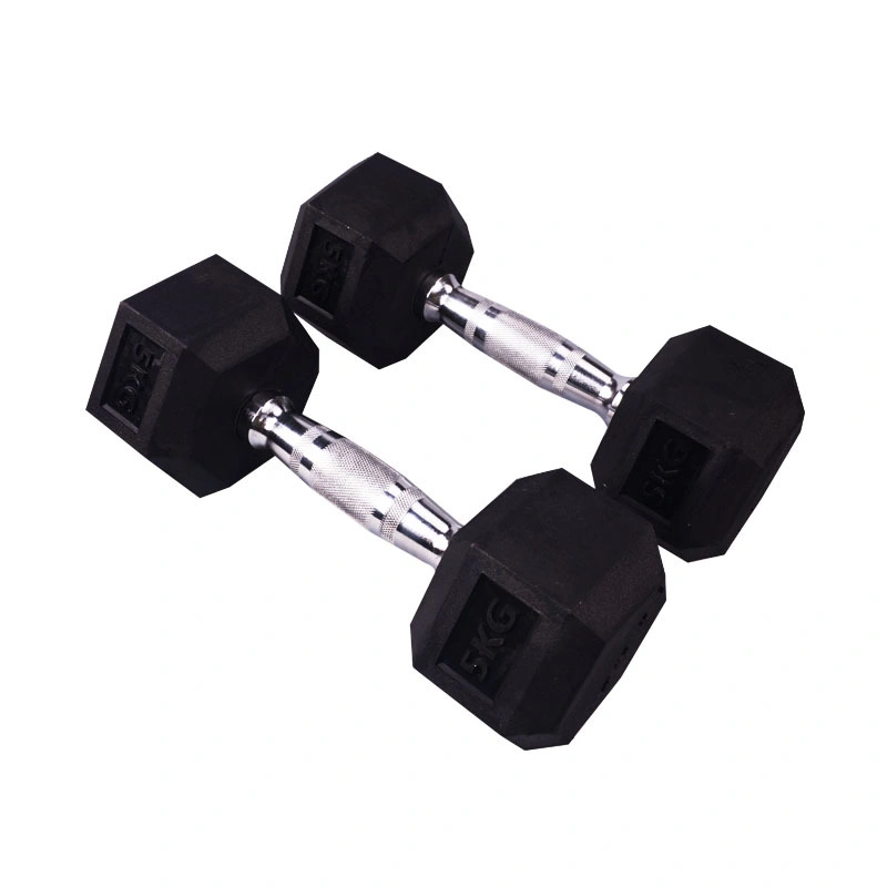 Atacado inodoro ginásio Home Fitness Hex borracha 5-100kg 5-200lb Preto O halteres pode ser personalizado