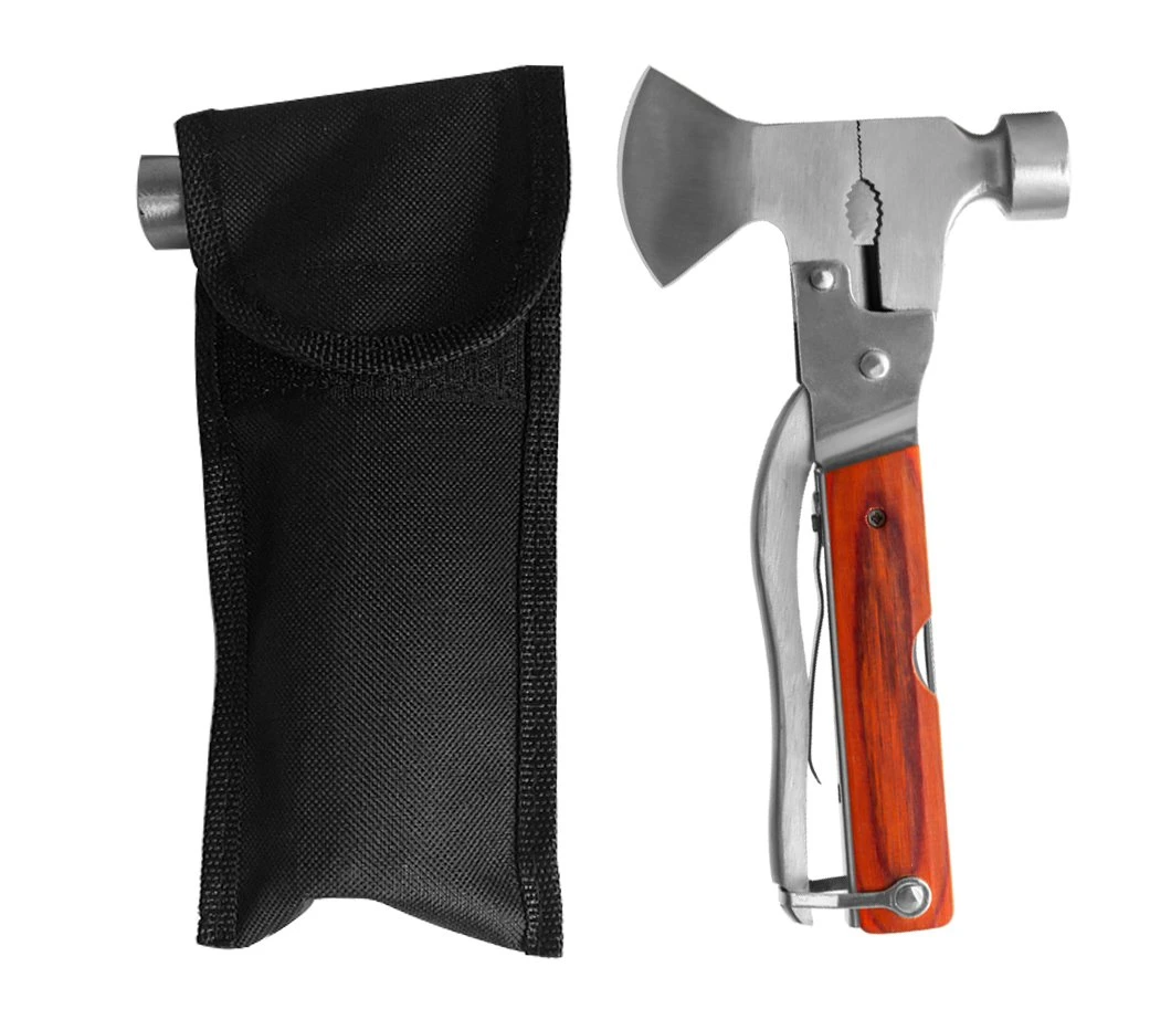 13 in 1 Camping Tools Stainless Steel with Hammer Knife Saw Opener and Screwdriver Pocket Axe Multi Tool