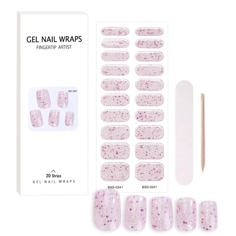 Gel Nail Wraps Semi-Cured Long Lasting Fashionable Gel Nail Strips Popular in Japan Gel Nail Stickers with The UV LED Lamp Light