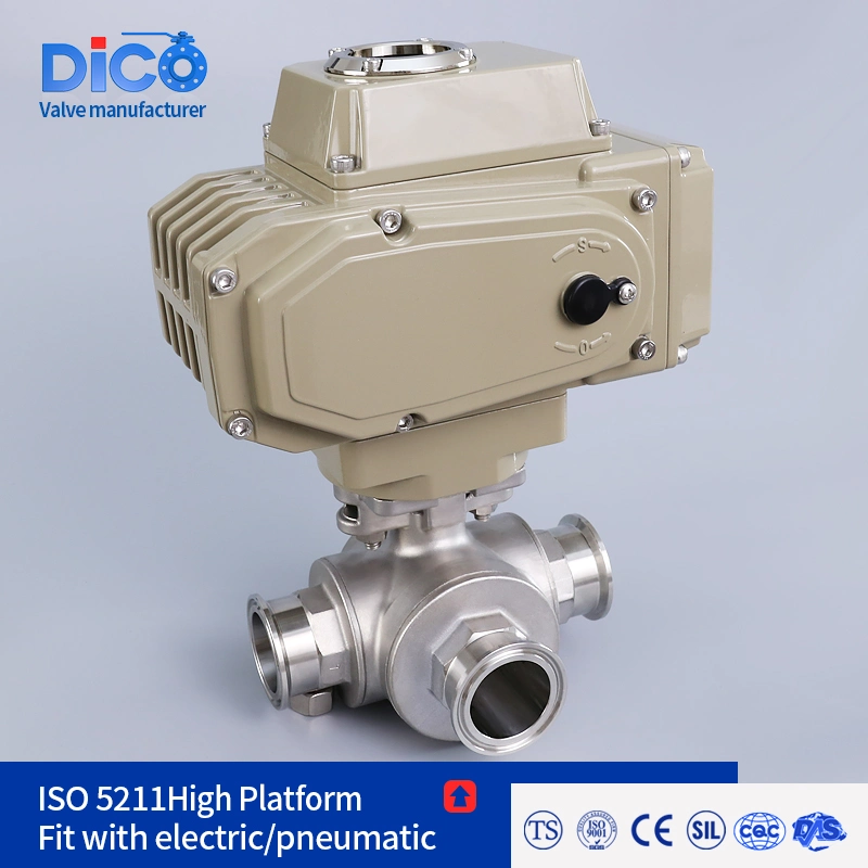 Industrial Equipment &amp; Components Clamp End CF8 with ISO5211 Pad L/T Port Three Way Ball Valve