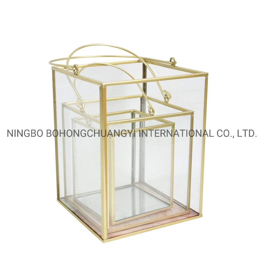 Golden Glas Kerzenhalter mit Metall-Stand Home Dekoration Dekorativ