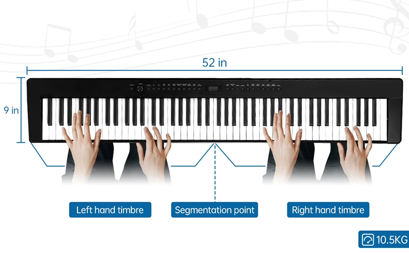 Portátil Smiger 88 ponderado martillo clave Piano digital de teclado Función MIDI