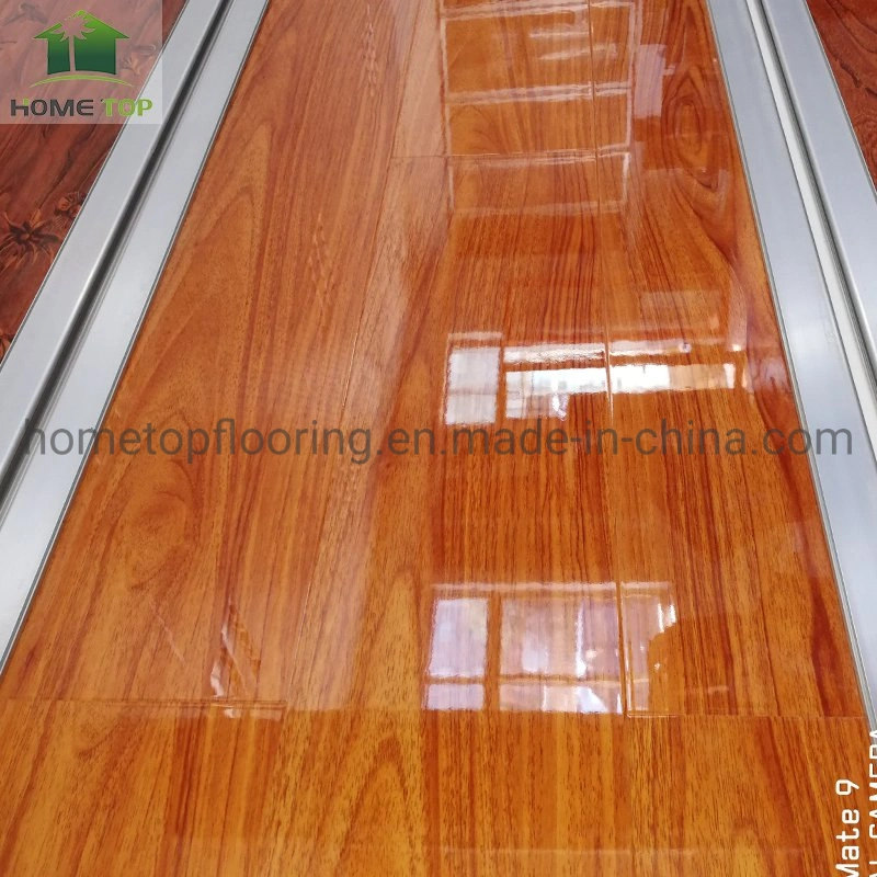 Mayorista de alta calidad de madera brillante impermeable MDF y HDF madera económico 100% impermeable residencial interiores suelos laminados de madera