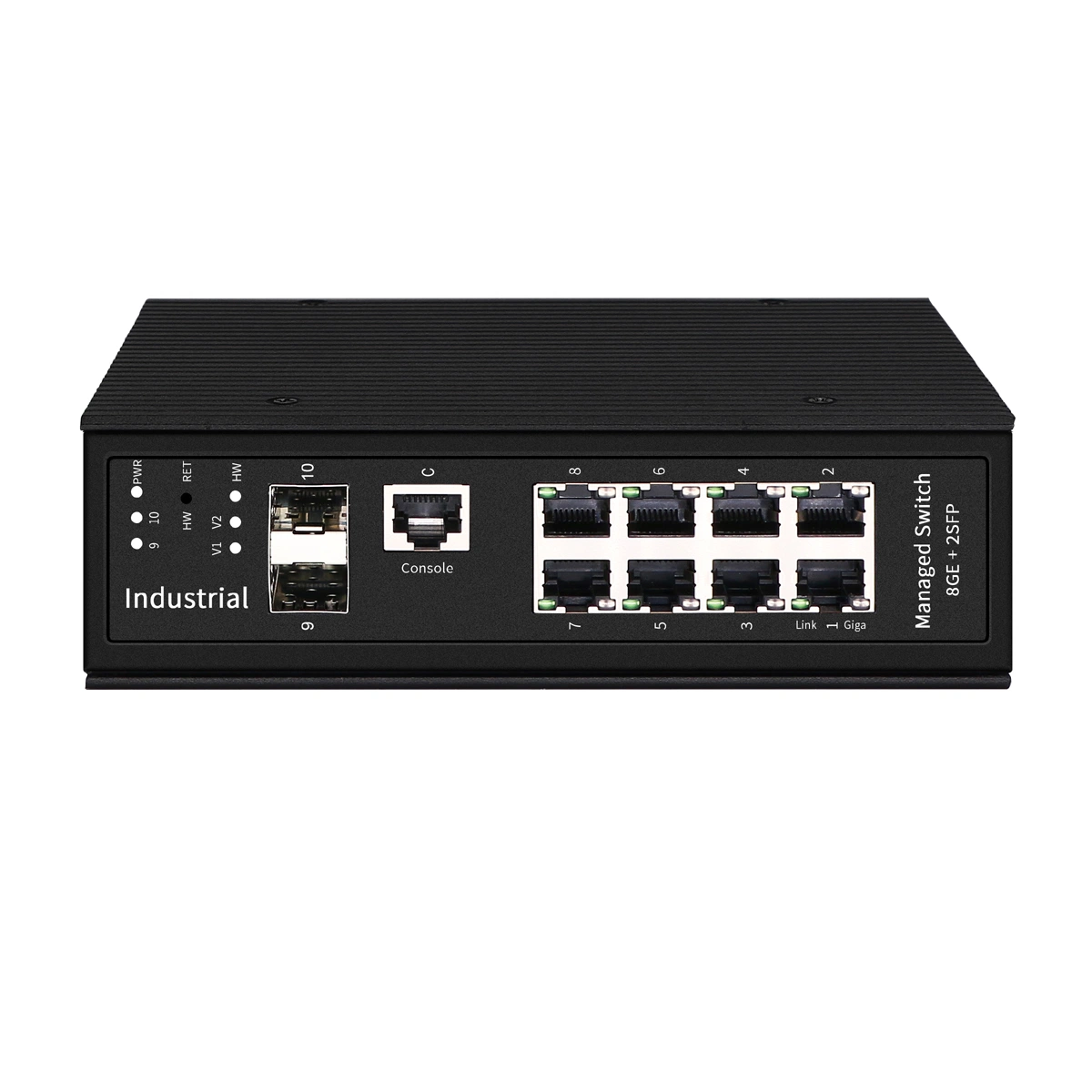 8ge+2SFP 10/100/1000Mbps Managed Industrial Network Switch Temperature and Humidity Sensors Can Be Connected