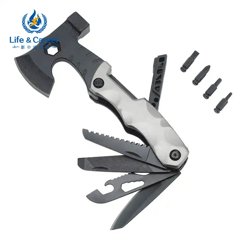 Presentes únicos para homens multifunções Camping Multi Tool Knife Carbon Ferramenta de fixação do martelo Ax em aço