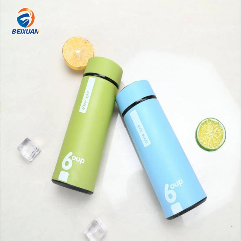 450ml Wholesale/Supplier Custom Logo Multi-Colored Car Office Travel Double Wall Thermos Glass Water Bottle with Stainless Steel Cup