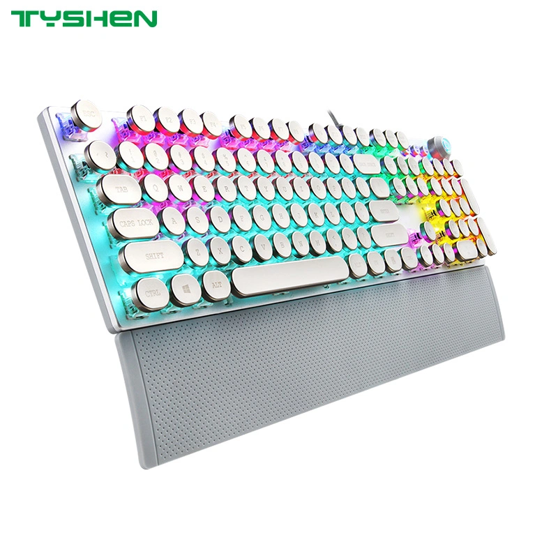 Mechanical Keyboard Punk Keys with Hand Support Multimedia Keys&Volume Knob