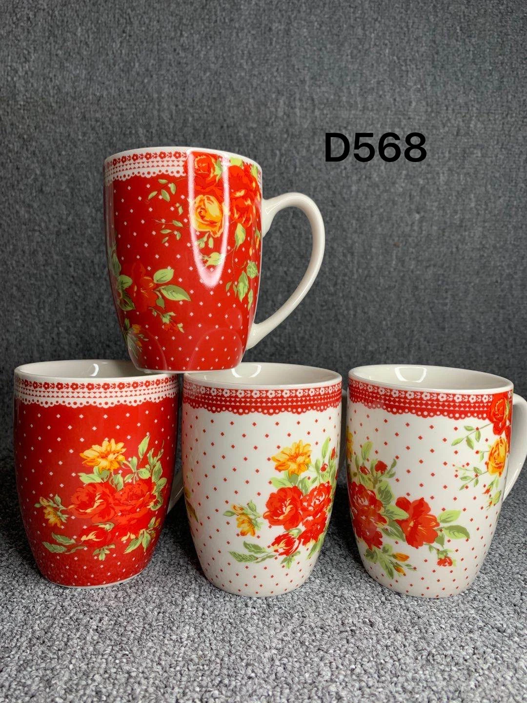 Factory Manufacture Wholesale/Supplier Price Flower Pattern Printing Coffee Tea Hot Liquid Ceramic Porcelain Cup Mugs