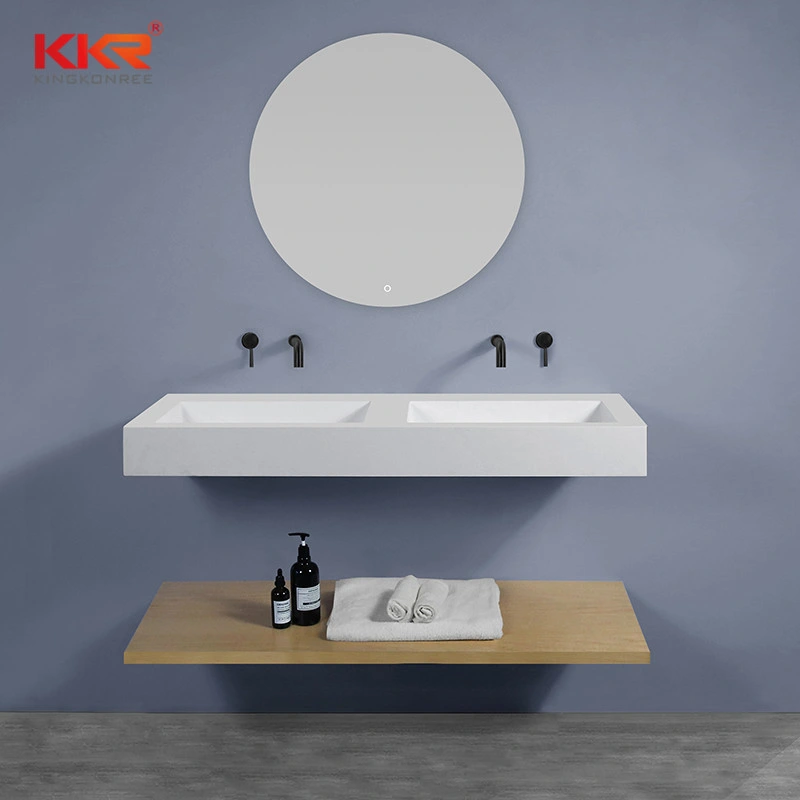 Mounted Wall Modern Solid Surface Stone Bathroom Vanity Furniture