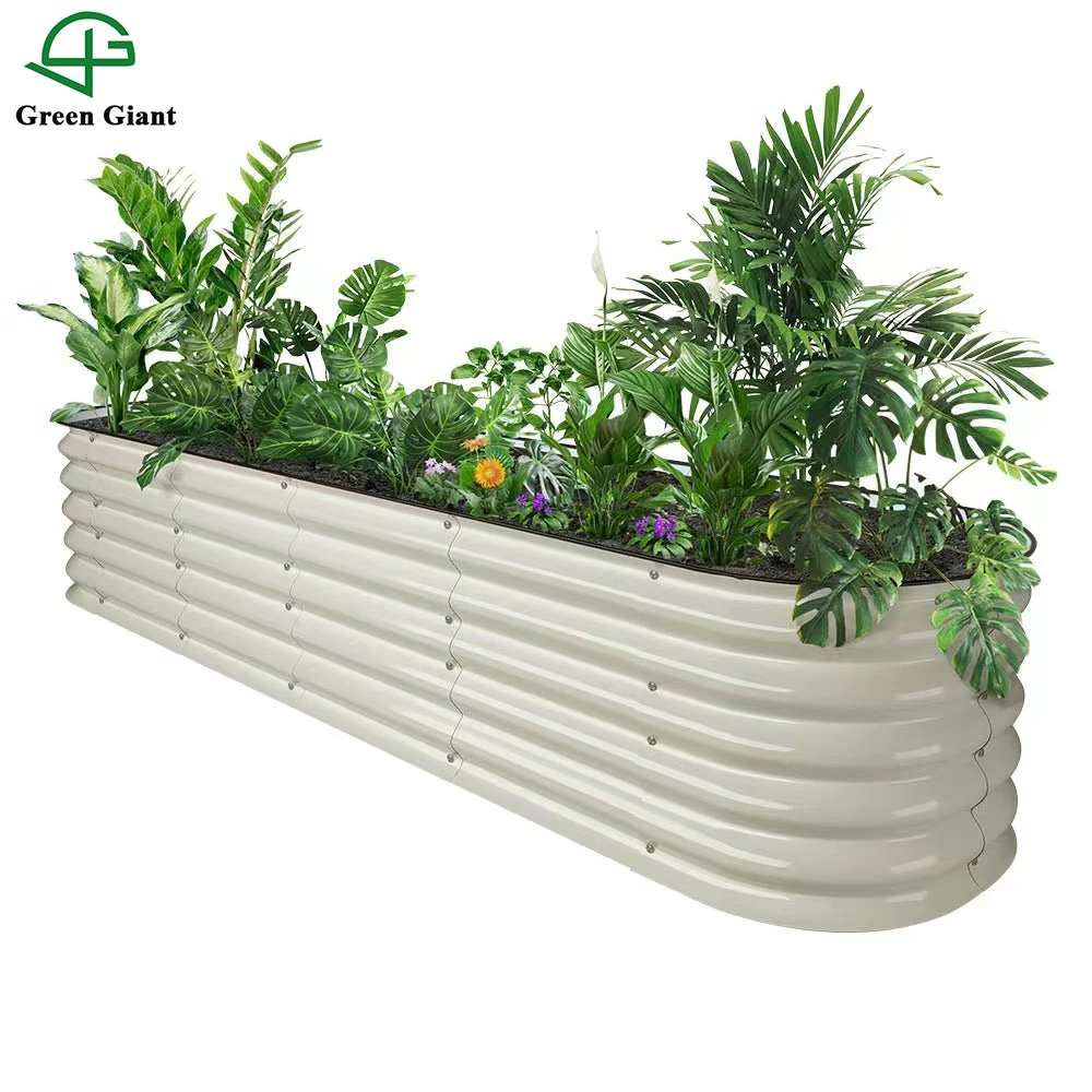 17"Tall 8'x2' Vegetable Planter Box Modular Corrugated Metal Raised Garden Box (9N1-17)