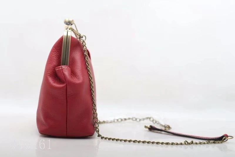 Daily Used Small Metal Clip Leather Bag (F040461)