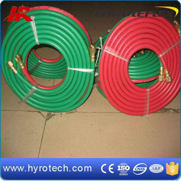 High quality/High cost performance  Red and Green Color Twin Welding Hose with Brass Fittings