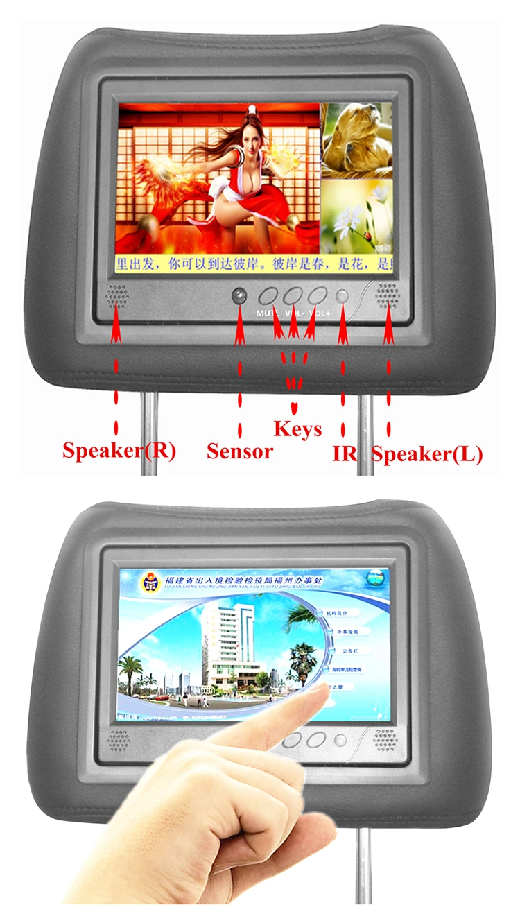 Publicidad Bus reposacabezas 7 pulgadas Android po de señalización digital Módulo OEM LCD pantalla Panel Bus