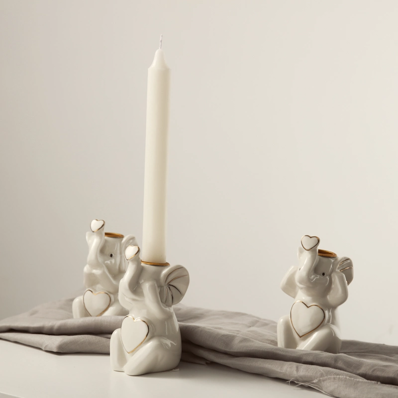 White Ceramic Candle Holder Elephant Candle Holder Home Decoration Party Decoration