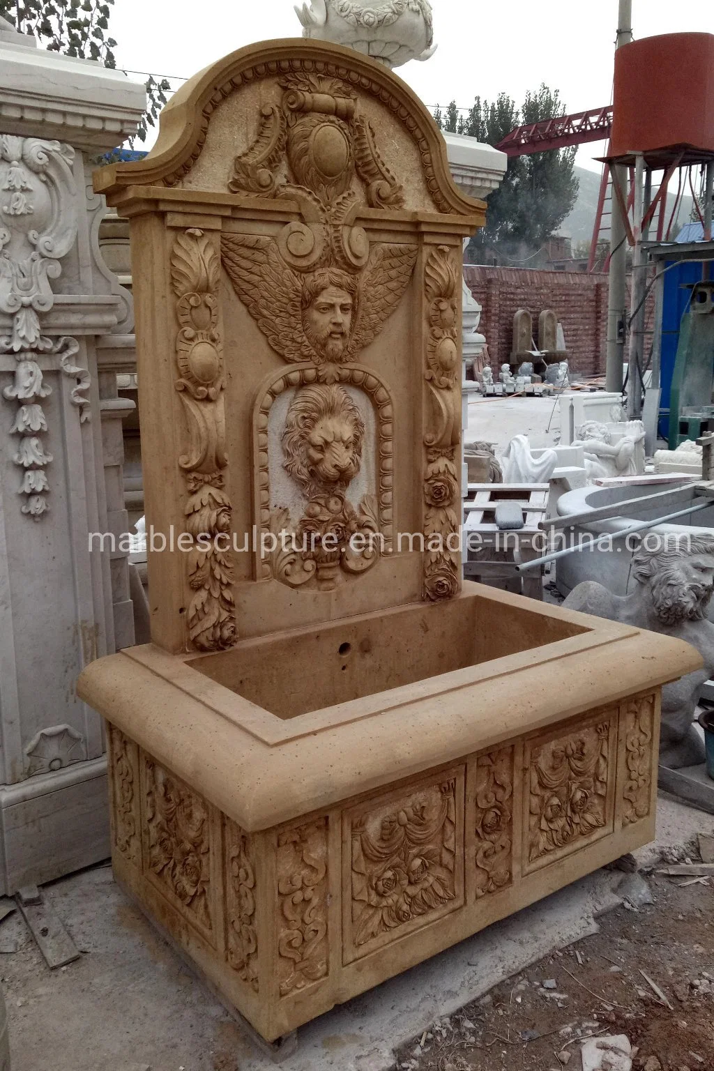 Hand Carved Lion Head Wall Fountain (SY-WF004)