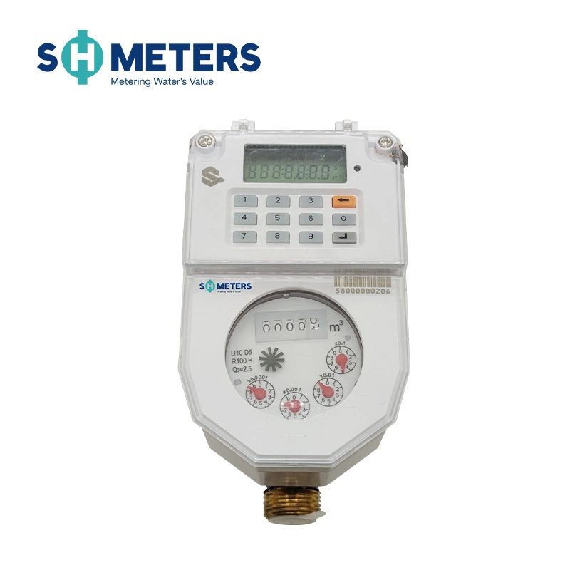 DN15~DN25 Integrated Keypad Sts Prepayment Smart Water Meters with Valve Controling