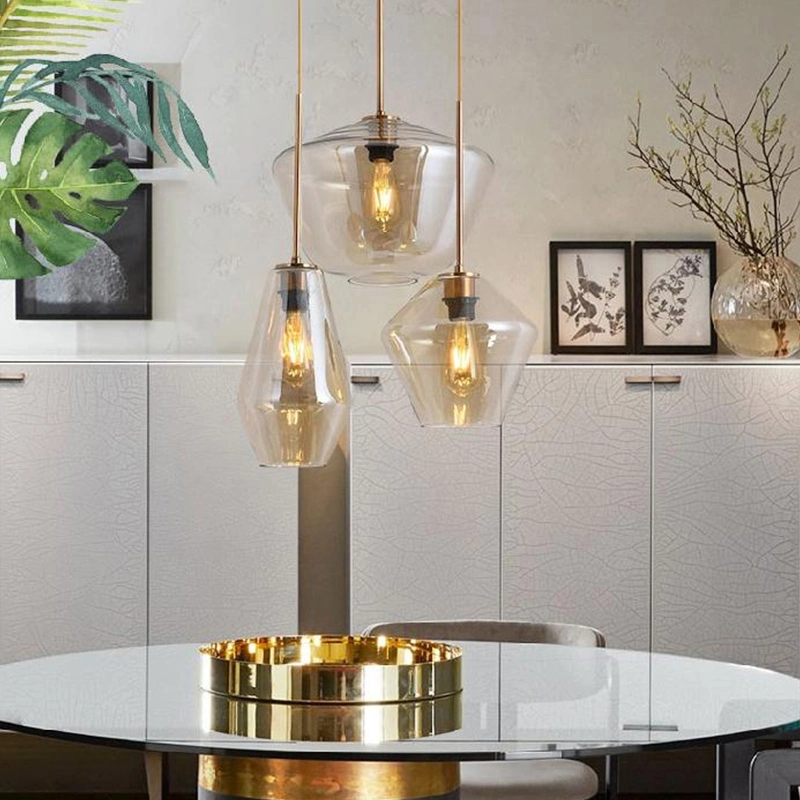 Cozinha Sala Quarto Design de vidro candelabro TRAVANDO E27 Lâmpada Pendente de LED