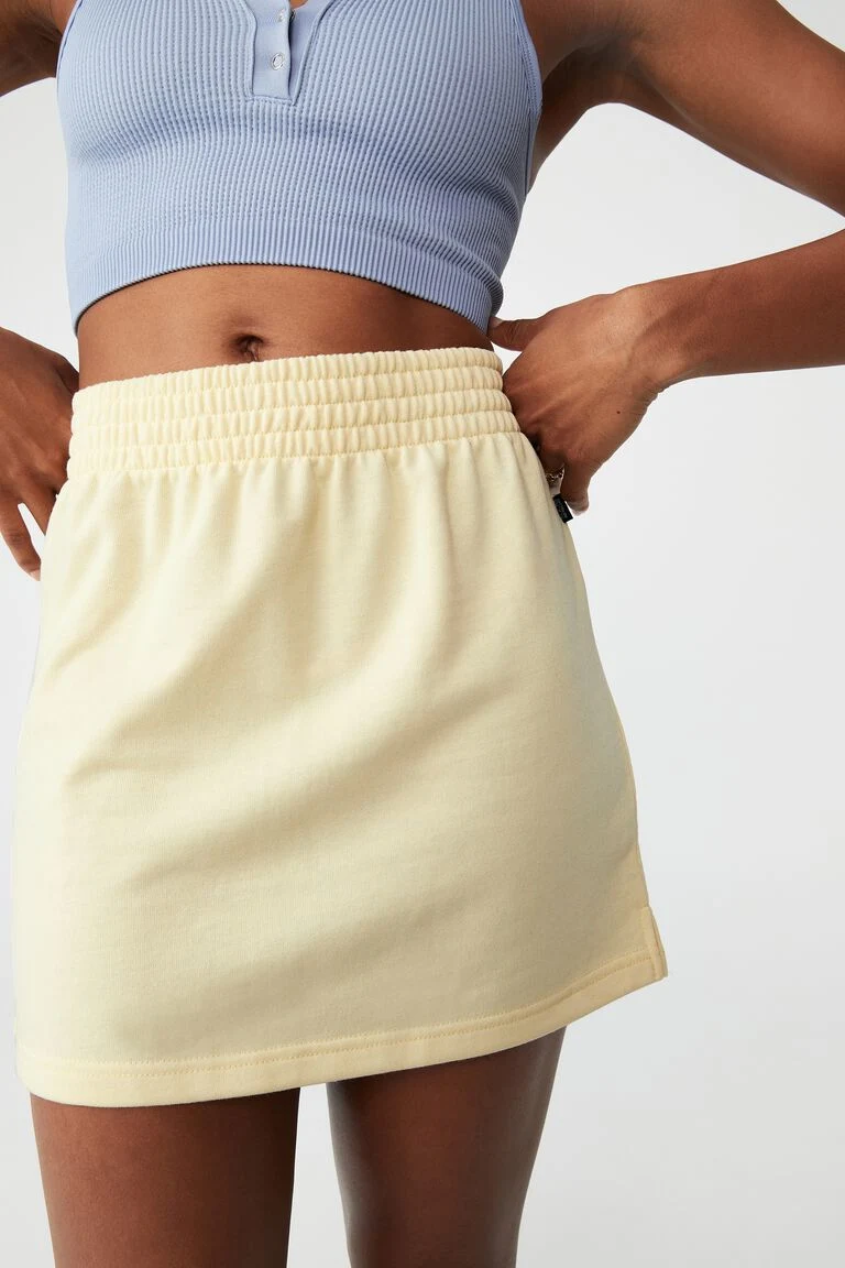 100% Cotton Light Yellow Women Fashion Fleece Skirts