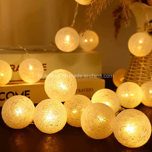 Cotton Balls LED Fairy String Lights Garlands Christmas Tree Decorations Wedding Home Garden Decor