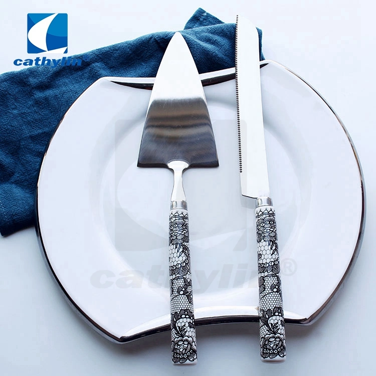 Diseño de Moda útiles de cocina de acero inoxidable tarta de mango de cuchillo de cerámica