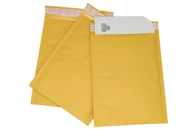 Padded Shipping Envelope Recyclable Material Kraft Bubble Envelopes Yellow Color