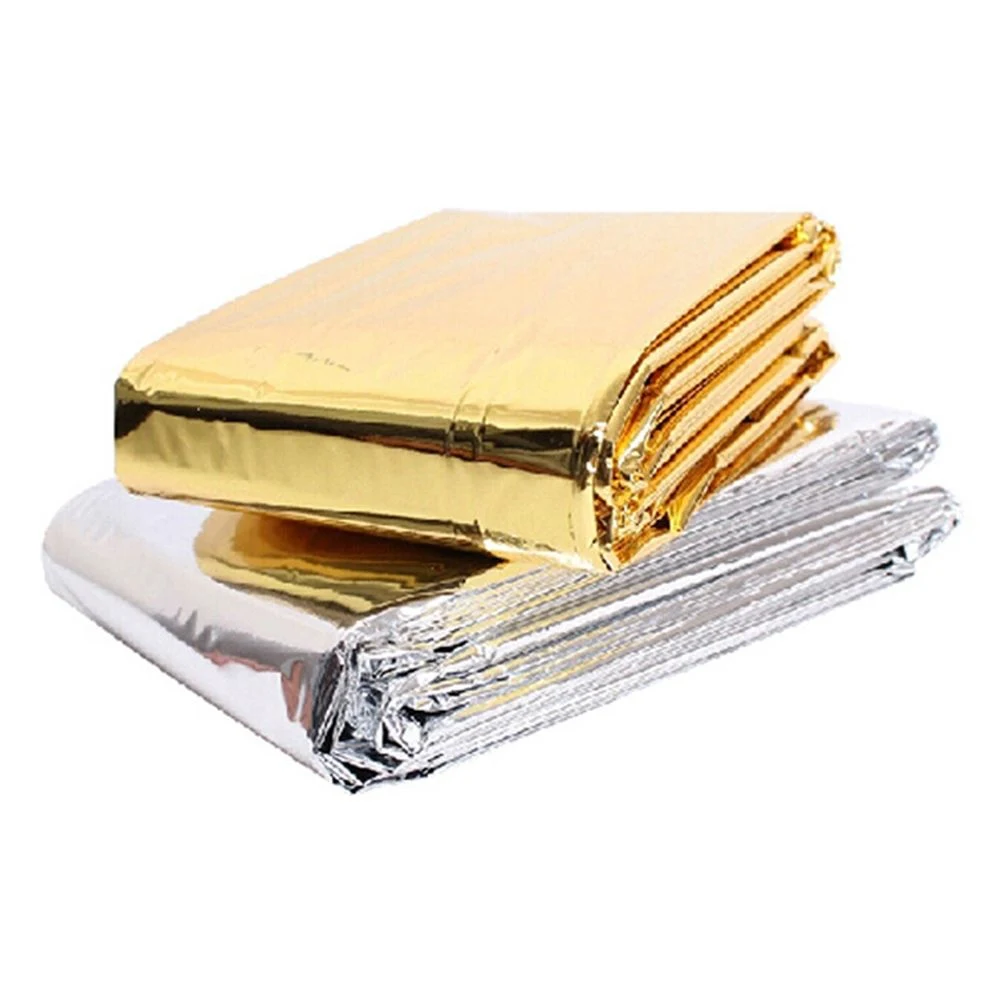 Couverture d'urgence pliante 210cm*130cm Silver/Gold secours d'urgence abri extérieur Camping garder les couvertures chaudes