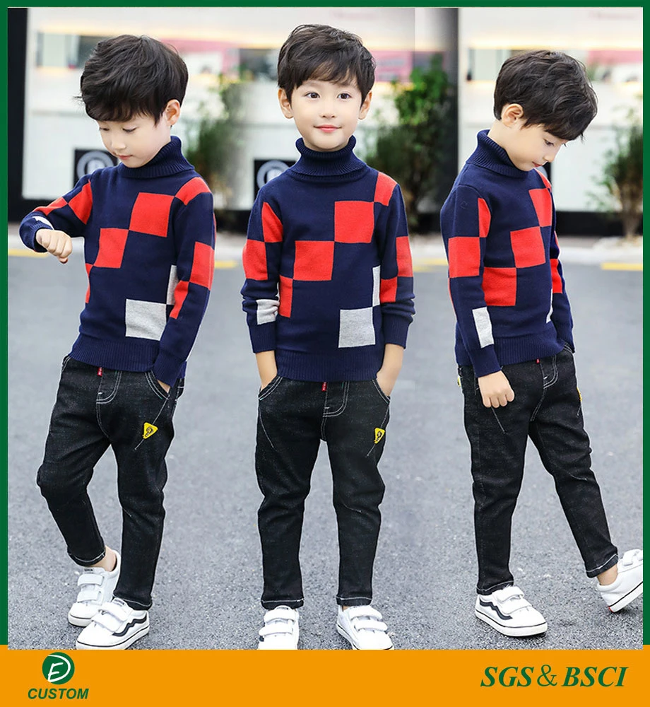 New Design Customized Good Quality Casual Turtleneck Sweater for Boys