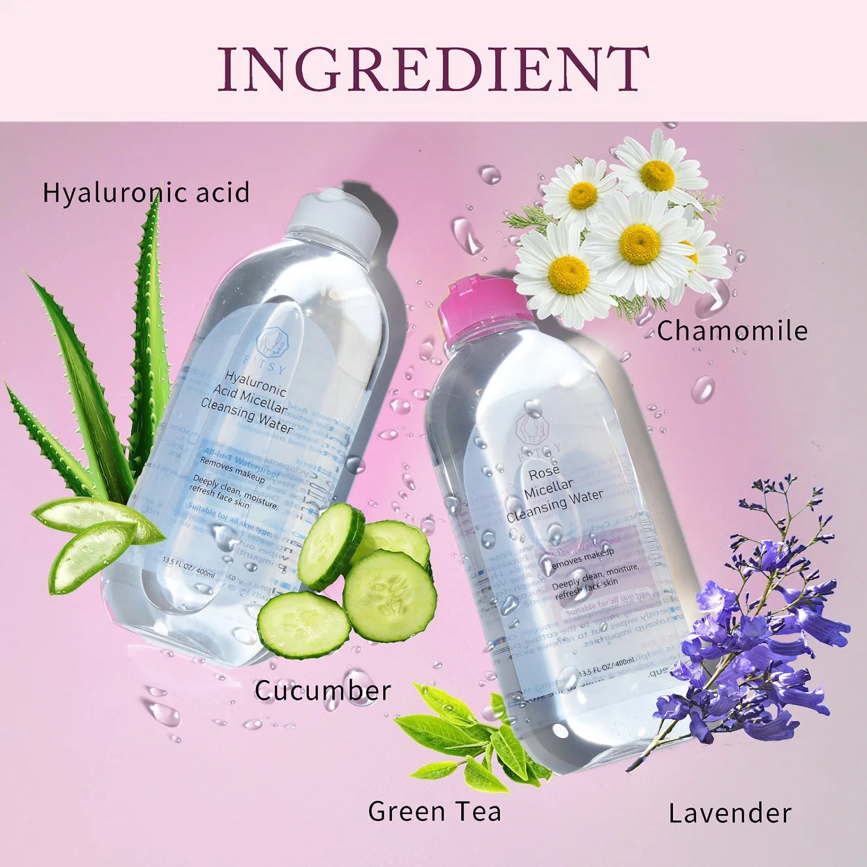 Private Label Natural Facial Cleaning Water Deeply Cleaning Dirt and Makeup Face Makeup Remover