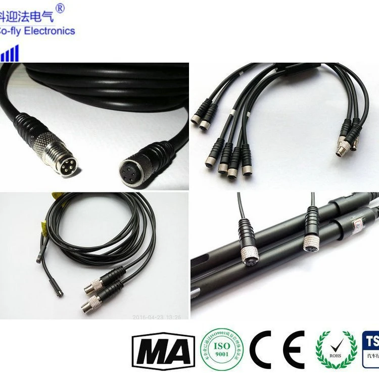 Conector macho apantallado M8 codo 2, 3, 4, 5, 6, Adaptador de enchufe electrónico CE de 8 pines con cable