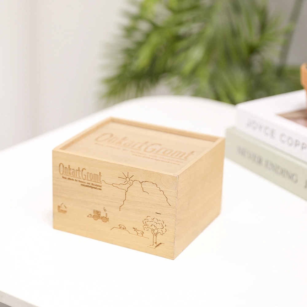 Caja de almacenamiento de madera con tapa deslizante Caja de madera