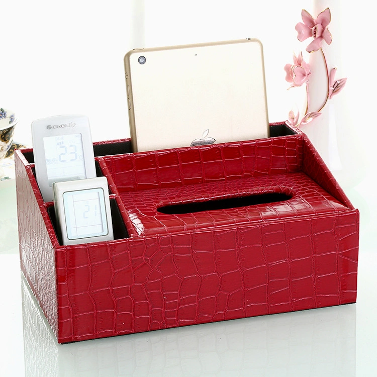 Wholesale/Supplier High quality/High cost performance  Household Multi-Function Storage Box Desk Organizer Leather Tissue Box