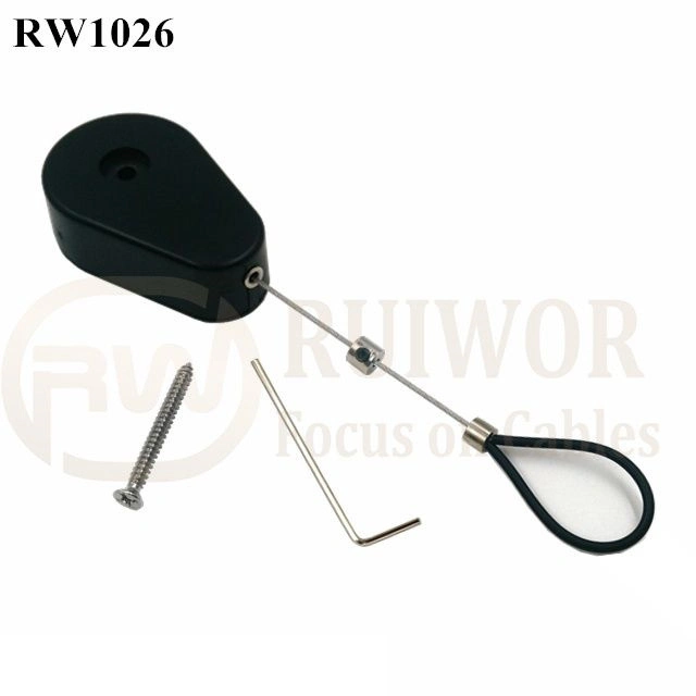 Correa de seguridad retráctil Drop-Shaped Plus Cable ajustable de acero inoxidable recubierto de bucle de tubo flexible de silicona