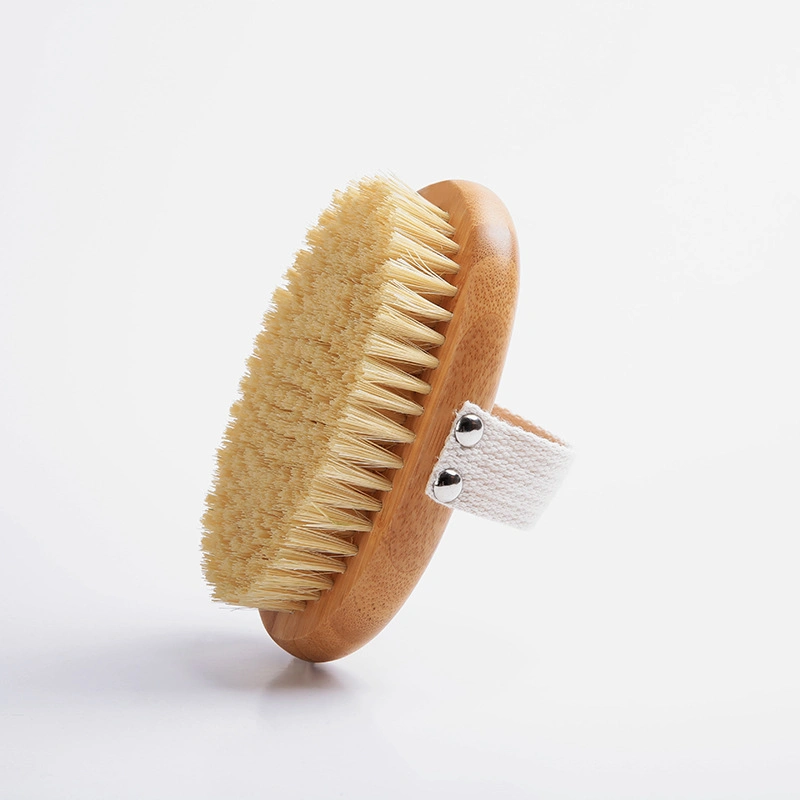 Natural Vegan Sisal Bristle Exfoliating Brush Bamboo Wooden Handle Body Dry Bath Soap Brush