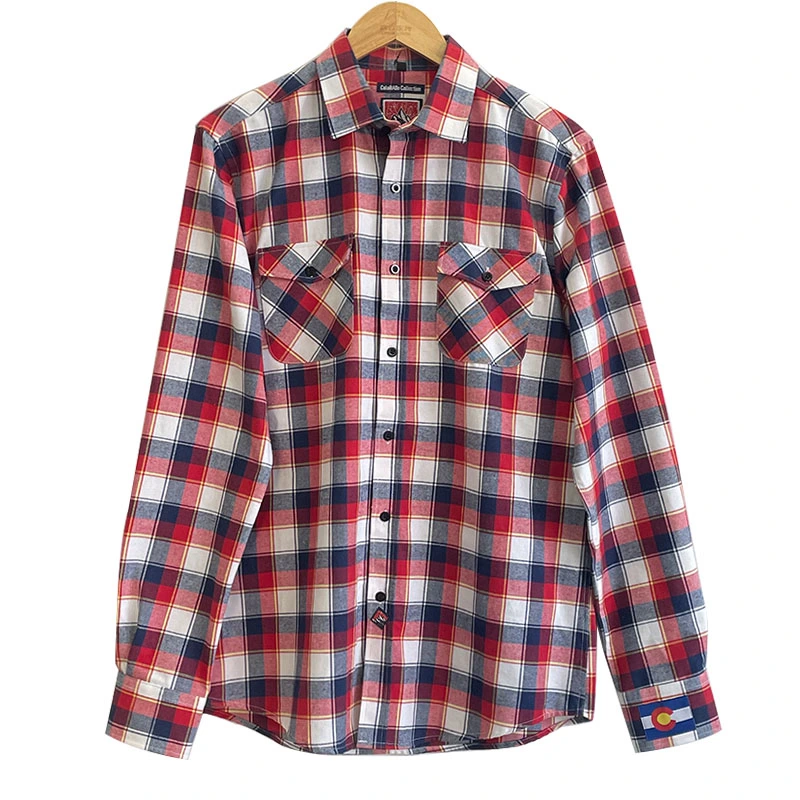 Custom Shirts Yarn Dyed Y/D Cotton Woven Button up Flannel Plaid Shirt for Men