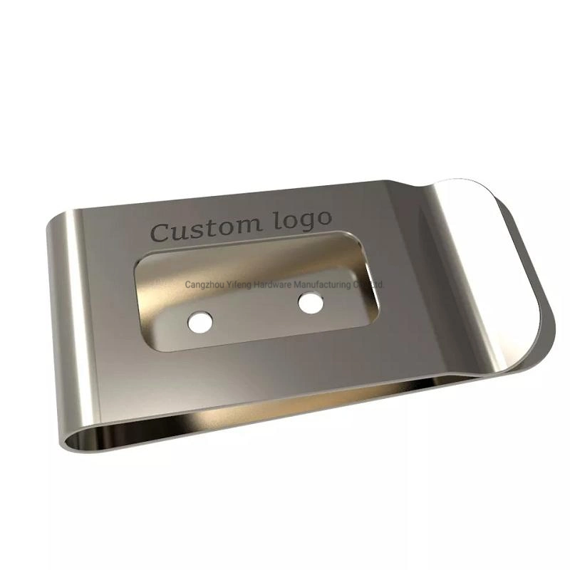 OEM lámina metálica Fabricación piezas de estampación de metales Maquinado CNC de aluminio Clips de cartera Partes 12mm clip de cinturón plano