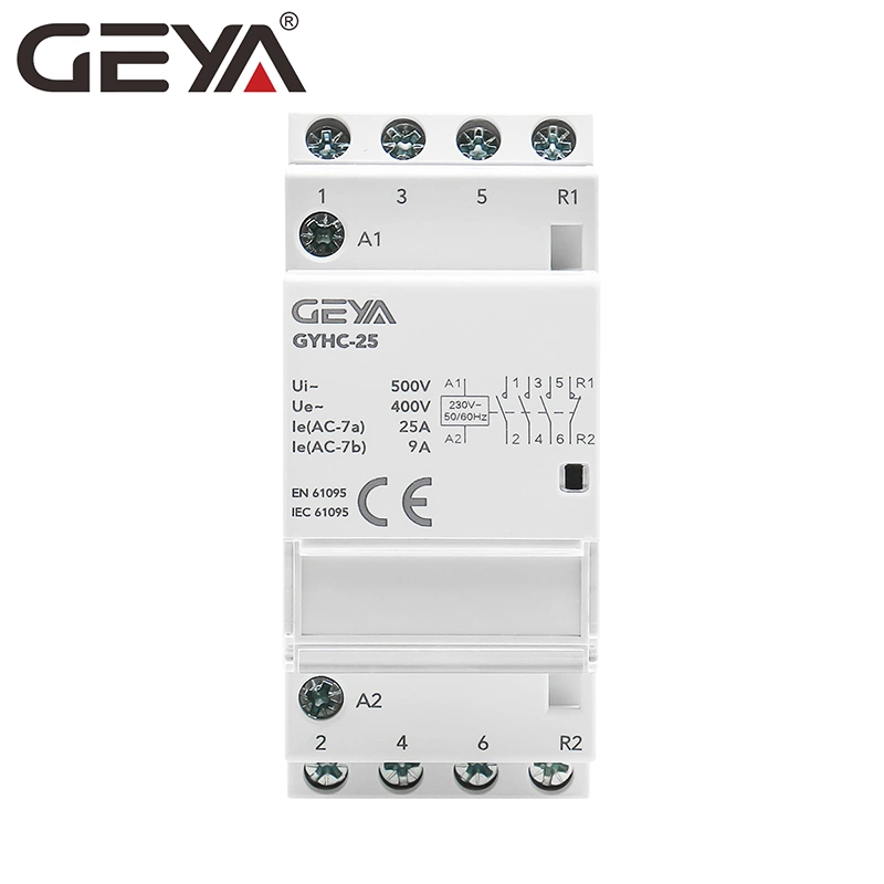 Contacteur domestique modulaire AC Smart Rail DIN Geya Gyhc 4p 4no 25A 220 V.