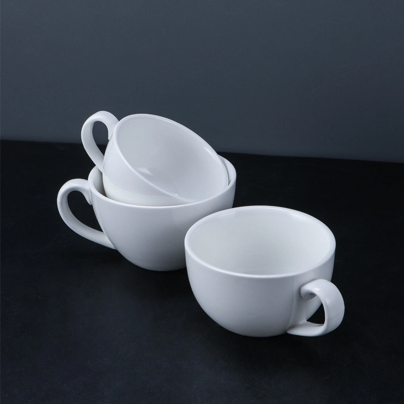 Vente chaude Tasse à café latte en porcelaine de 200 ml (6 oz) avec soucoupe de 6,25 pouces.