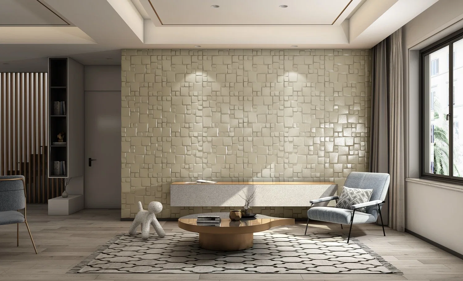 3D Art Decorative Leather Wall Panel Feature 3D Wall Tile