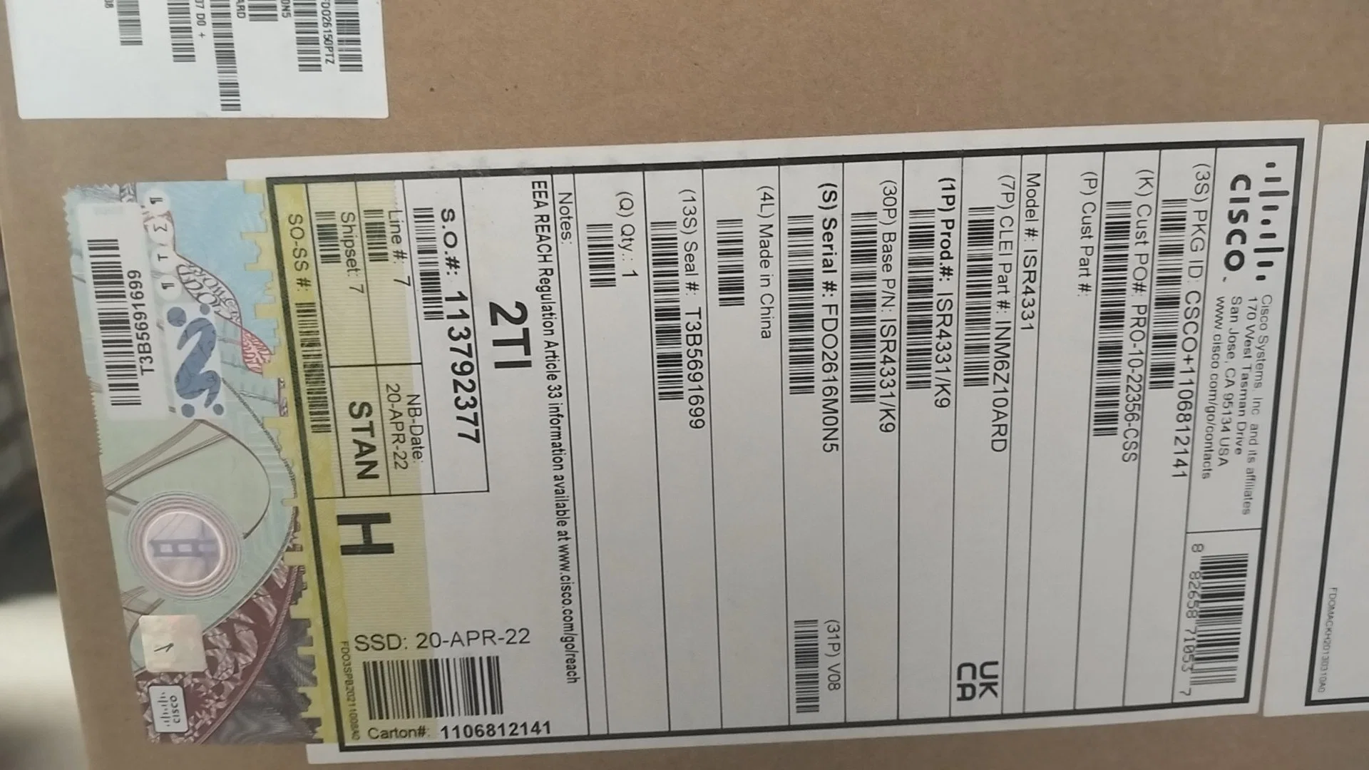 Cisco Isr4331/K9 Isr 4331 (3GE, 2NIM, 1SM, 4G FLASH, 4G DRAM, IPB)