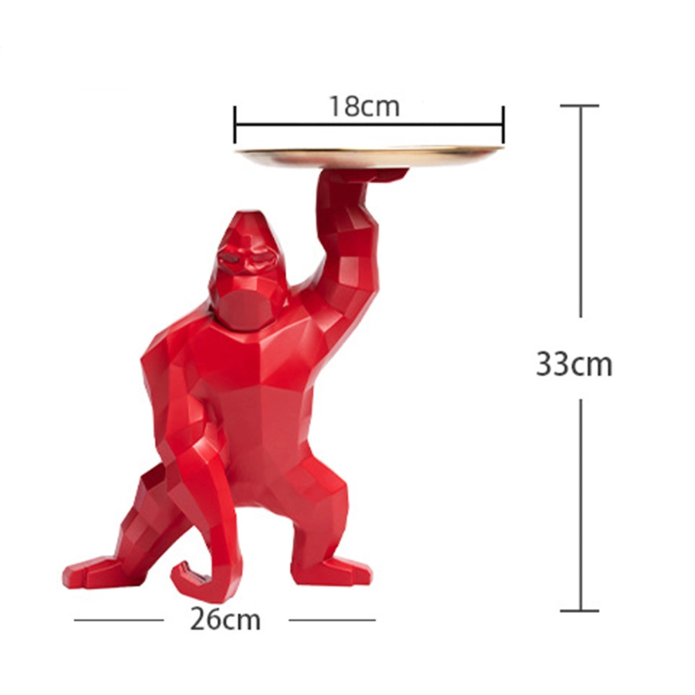 Modern Art Animal Large Resin Wild Kingkong Statue Tray for Home Decor