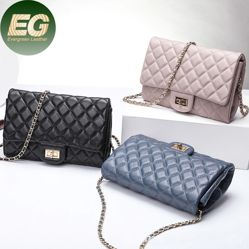 Emg6600 Quilted Handbag Purse Best Women Luxury Custom Customized Crossbody Metal Chain Genuine Leather Designer Inspired Bag