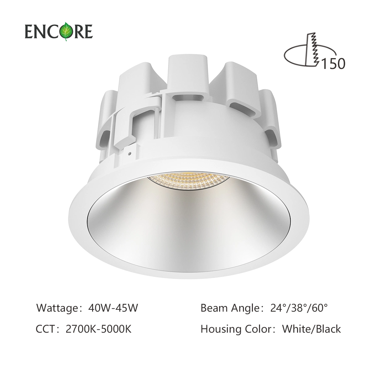 Anti Glare Dimmable Recessed ETL Commercial Mall Hotel 40W 45W COB LED Down Light