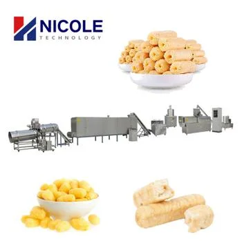 China Proveedor de maíz inflado automático llenado de snacks máquina Twin Extrusora de husillo