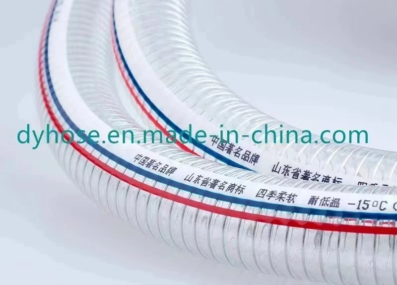 China Manufacturer PVC Plastic Flexible Steel Wire Reinforced Hose Pipe Tube Transparent Pipe