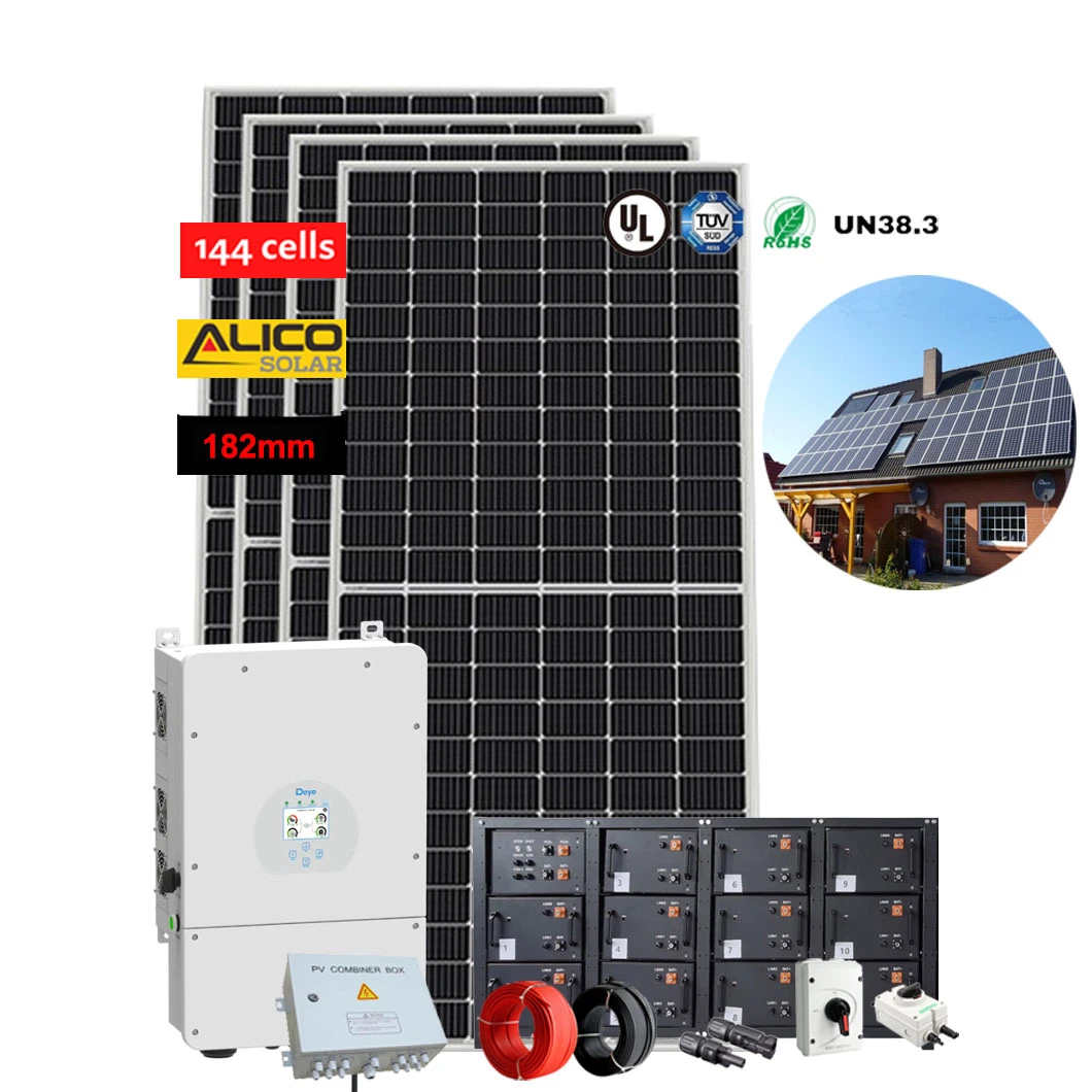 Domestic Rooftop Power Supply 5kw 10kw 15kw 20kw 5000W Pure Sine Wave Power Inverter Home LiFePO4 Lithium Ion Battery Solar Energy System