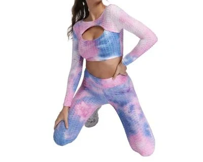 Moda Mujer Camisetas de manga larga Activewear conjunto polainas pantalones largos trajes de Yoga ropa deportiva