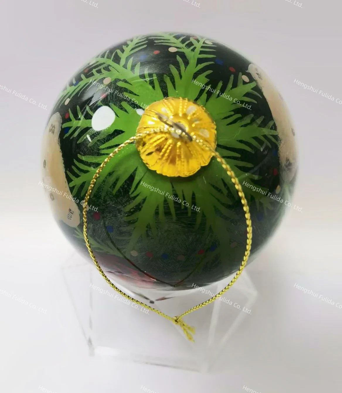 Vidro fino dentro Reverse mão pintado ornamento bola para o Natal Decoração de árvores