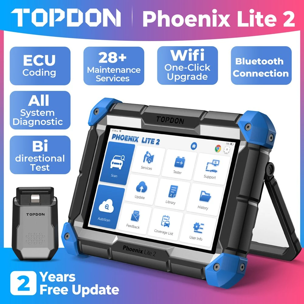 Topdon Phoenix Lite2 2 años de actualización gratuita en línea todo el sistema Código de diagnóstico de automóviles en línea OBD2 escáner para la herramienta de diagnóstico de automóviles